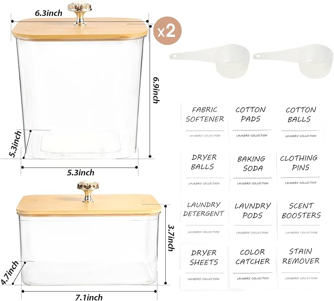 3 Pack Laundry Room Organization Storage Containers, Plastic Clear Laundry Pods - Image 2