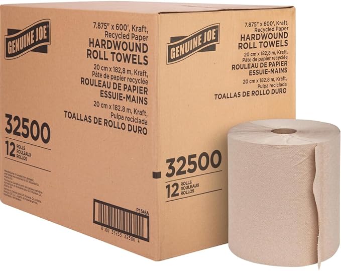 Genuine Joe Hardwound Roll Towels, 7.9" x 600' by GenuineJoe