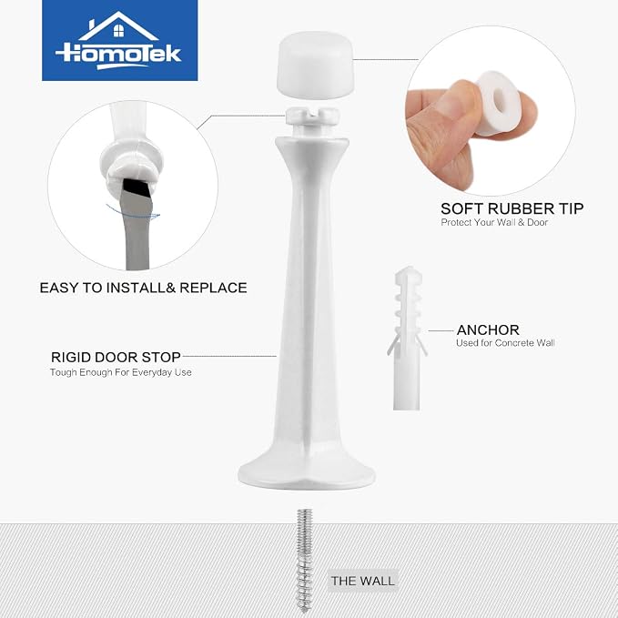HOMOTEK 12 Pack Heavy Duty Solid Rigid Door Stop - Image 3