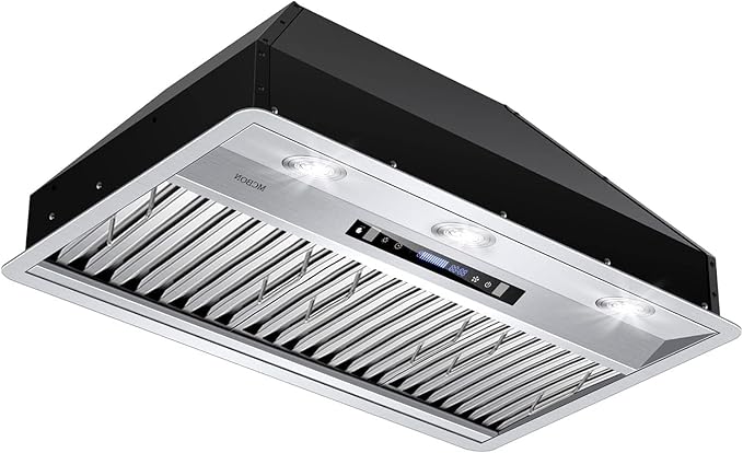 MCBON Range Hood Insert 36 Inch, 900 CFM Insert Range Hood, Touch Control Range Hood Insert, Remote & Gesture Sensing Vent Hood Insert, 4-Speed Hood Range Insert, Stainless Steel Range Hood, AE88-36