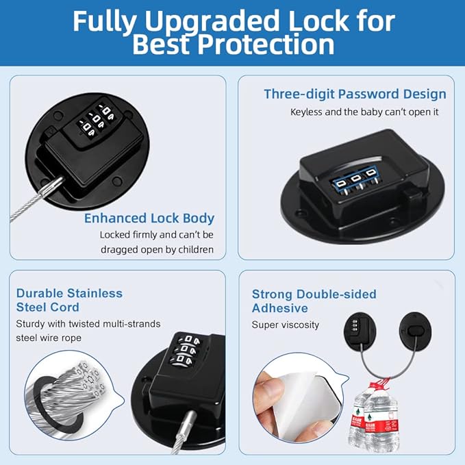 AOSITE Mini Fridge Locks for Kids No Drill Refrigerator Locks for Adults Cupboard Lock Child Safety Locks for Cabinets Drawer Locks Freezer Lock Baby Proofing