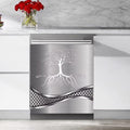 Stainless Steel Design Tree Wallpaper Dishwasher Magnetic Cover Sticker Refrigerator Door Panel Fridge Appliance Magnet Decal Sheet Kitchen Decor 23x17 inch