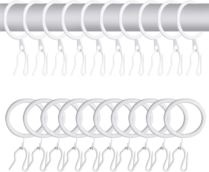 60 Pcs Metal Drapery Rings & Curtain Hooks, 30 mm Internal Diameter Hanging by WISION
