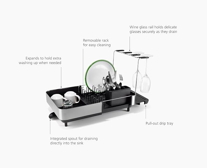 Joseph Joseph Extend Steel Plus Extendable Dish Rack Steel, Small to Large Dish - Image 5