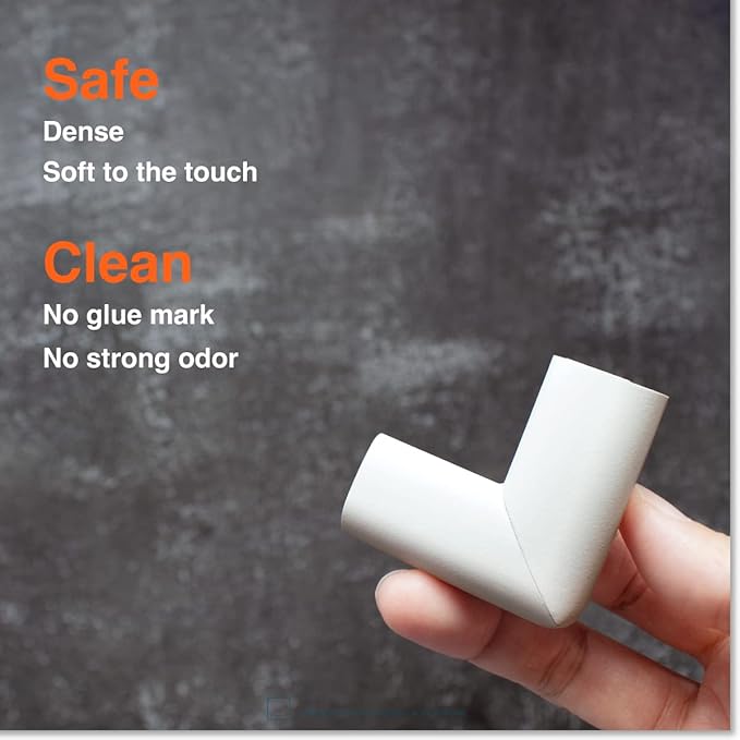 Roving Cove Slimfit Corner Protector for Baby Proofing (8 Small Corners), Soft Rubber Foam Furniture Corner Bumper Guards, 3M Adhesive Pre-Taped, Oyster White (Off White)
