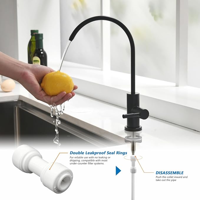 WEWE Drinking Water Faucet for RO System, Matte Black, Non-Air Gap | Lead-Free - Image 5
