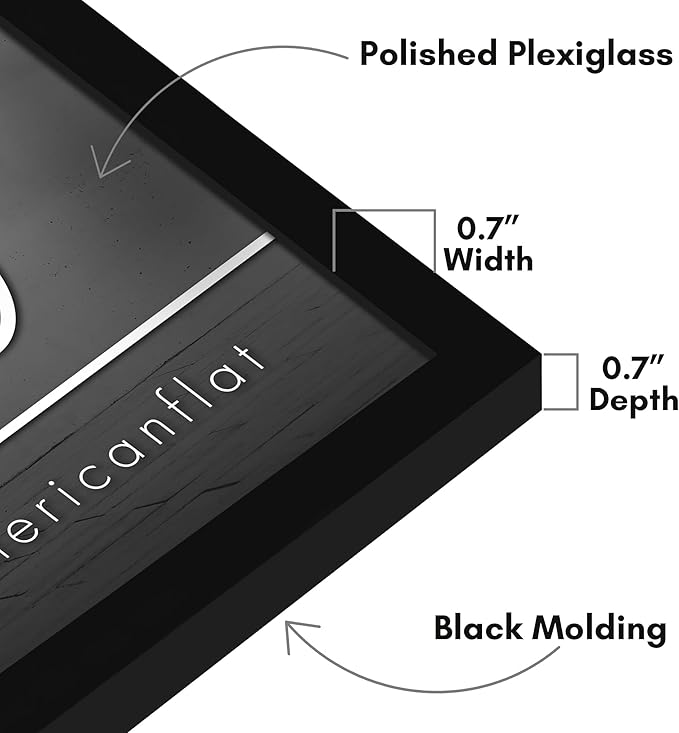 Americanflat 18x20 Picture Frame with Polished Plexiglass - Streamline Collection - Thin Border Picture Frame for Wall Display - Hanging Hardware Included - Black