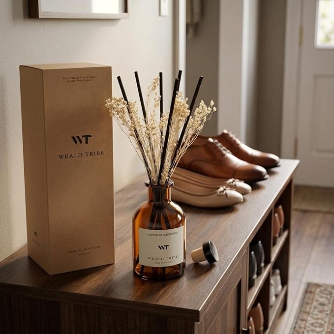 Reed Diffuser Set for Bathroom Air Fresheners, Oil Diffuser Sticks | White - Image 6