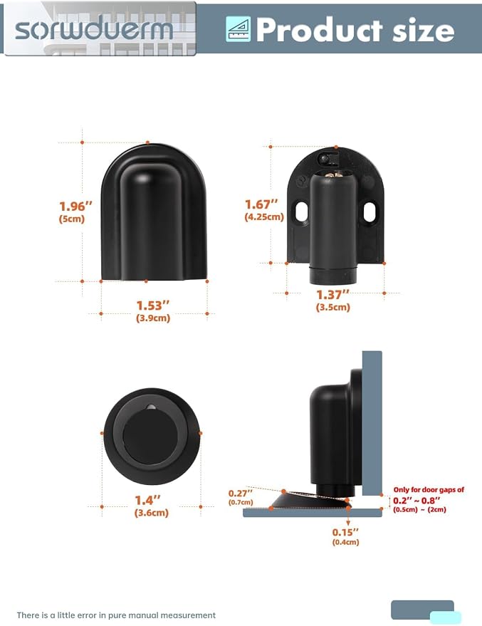1 Pack Black Door Stopper Magnetic Door Cathc Matte Black Floor Mounted Door - Image 7
