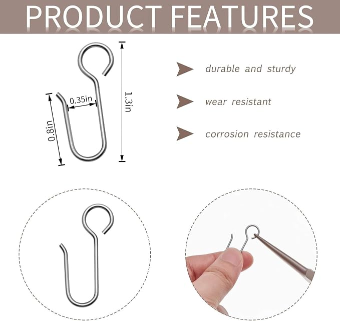 Jetec 180 Pcs Metal Curtain Track Hooks S Shaped - Image 2