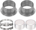 PATIKIL 3 Inch Duct Connector Flange, 2 Pack Galvanized Iron Straight Pipe Flange Dryer Vent Connector with Clamp for Air Heating Cooling Ventilation HVAC System, Silver