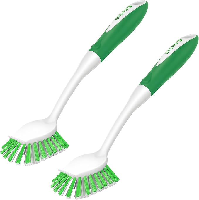 SetSail Dish Brush with Handle, 2 Pack Stiff Bristles Dish Scrubber, Non-Slip by SetSail