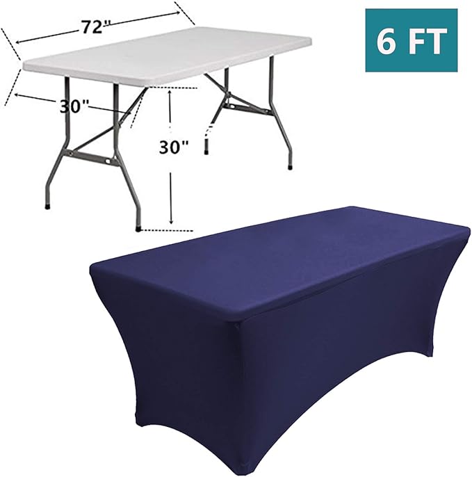 RELIANCER 1 Pack Stretch Spandex Table Covers for Rectangular Tables,6FT Elastic Fitted Tablecloth,Universal Rectangular Table Cloth Protector for Outdoor Party,Wedding,Bar,Birthday,Banquet,Events
