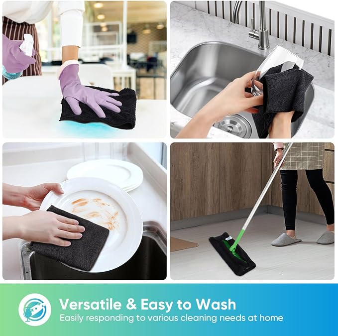 HOMEXCEL Black Microfiber Cleaning Cloth, 12 Pack Premium Microfiber Towels - Image 4