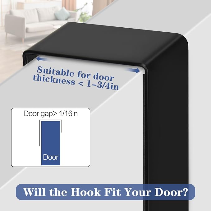 3-Tier Over The Door Hooks, Fits Doors Up to 1-3/4in Thick | 15 Hooks Over Door - Image 2