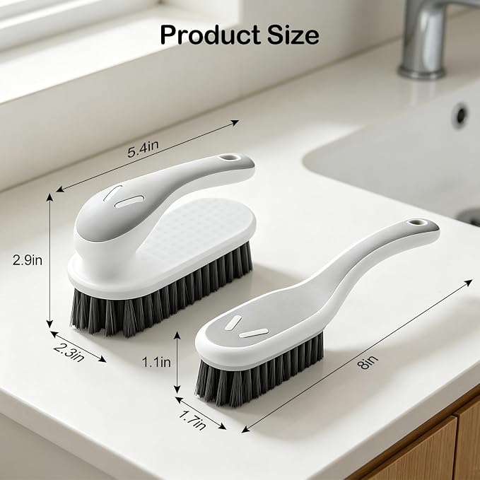 SetSail Soft Bristle Scrub Cleaning Brush 3 Pack Laundry Brush Gray White | - Image 2