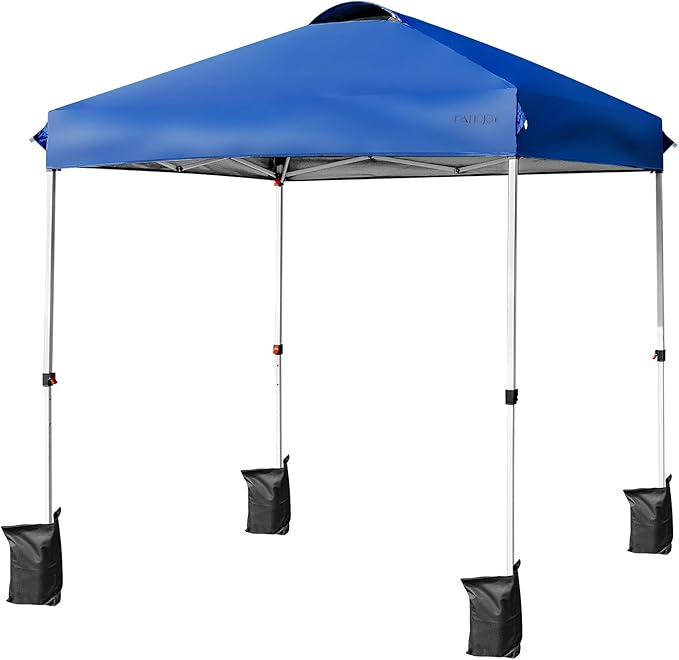 Tangkula Outdoor Pop-up Canopy Tent, 6.6 x 6.6 FT Height Adjustable Commercial Instant Canopy w/Portable Roller Bag, 4 Weight Bags, Outdoor Camping Sun Shelter for Camping, Party