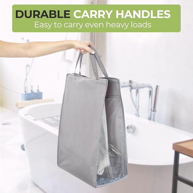 FENTEC 1 Pack Grey Hanging Laundry Hamper，Laundry Hamper Bag - Image 6