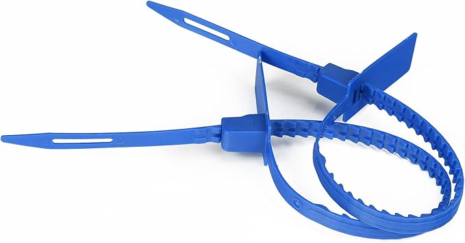 Heavy Duty Self Locking Tamper Evident Shipping Seals Numbered Security Tags Pull Tight Securing Straps Truck Trailer Seals 337 mm 13.2" Blue 500 PCS