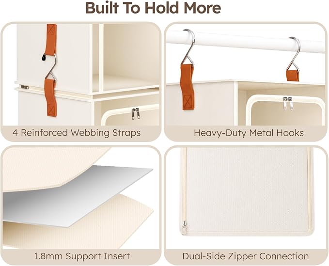 4-Tier Modular Hanging Closet Organizer Shelves, 2+2 Modular Design, Vertical - Image 6