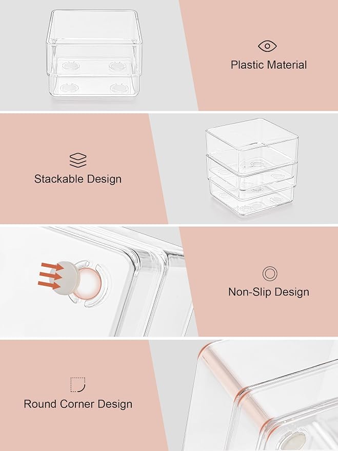 SMARTAKE 37 PCS Drawer Organizer 4 Size Desk Makeup Drawer Organizer Clear | - Image 5