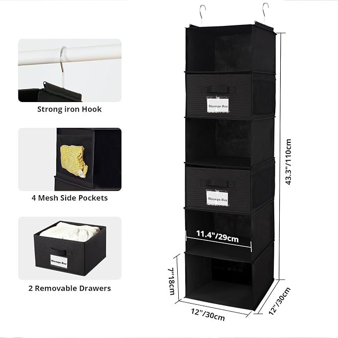 2 Pack 6 Shelves Hanging Closet Organizer - Image 3