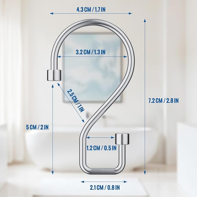 Goowin 12 Pcs S Shape Shower Curtain Rings, Rustproof Black Shower Curtain Rings - Image 3