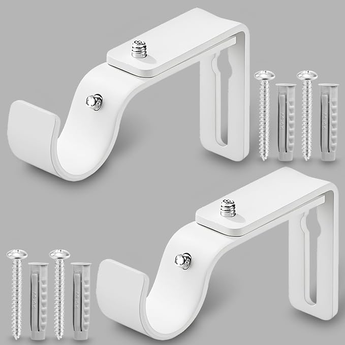 LLPJS Curtain Rod Bracket Adjustable, Drapery Rod Holder Hooks Support Hangers by LLPJSCurtainRingsClipHooks