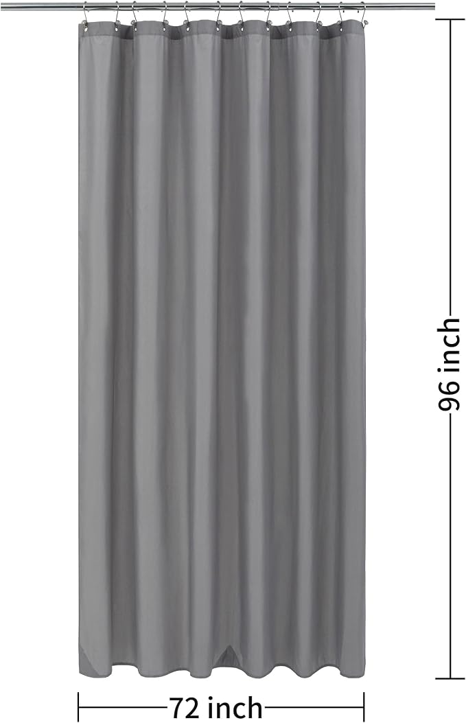 ALYVIA SPRING 72x96 Extra Long Waterproof Fabric Shower Curtain Liner Grey - Image 7