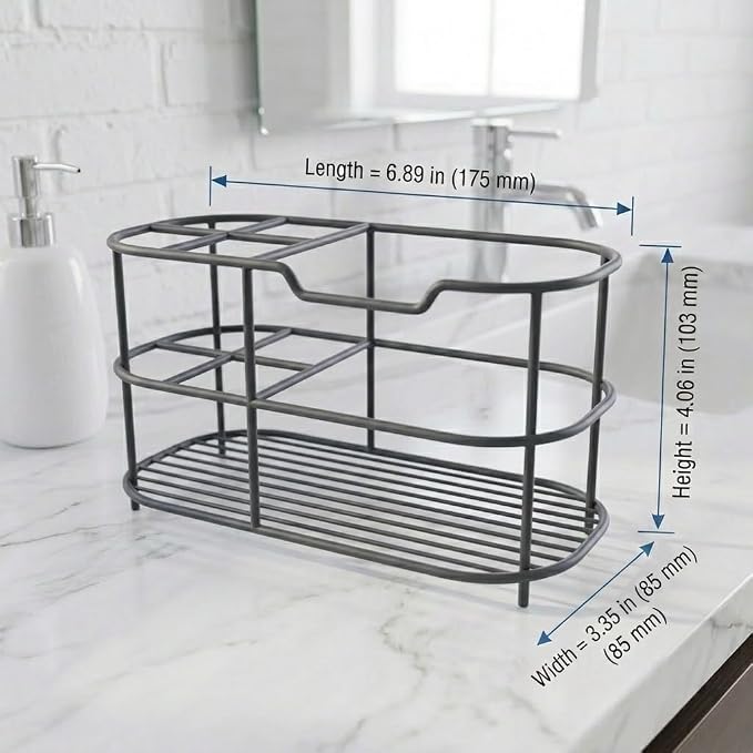Bathway Toothbrush Holder for Bathroom, 6.9"L x 3.4"W x 4"H, Matte Gray - Image 7