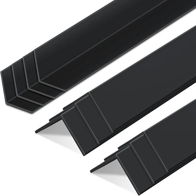 Sasylvia 10 Pcs Wall Corner Protector Guards, Vinyl 3/4 x 48 Inches Corner Trim Molding, Avoid Scratching Scuffs, Ease Install and Cleaning for Door Countertop Furniture Cabinet Protection, Black