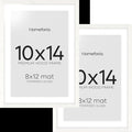 Homeforia White Frame 10x14 Wood, High End Oak 10x14 Picture Frames with Mat 8x12, 10 x 14 White Wooden Poster Frame Matted to 8 x 12 inch Photo, 14by10 Thin Frames, Tempered Glass, Wall Kit, Set of 2