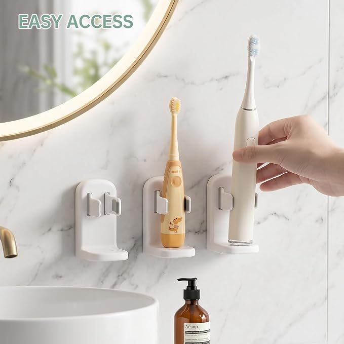 PAVSTINE 2-Pack Self Adhesive Electric Toothbrush Holder, Quick-Dry Ventilation - Image 3
