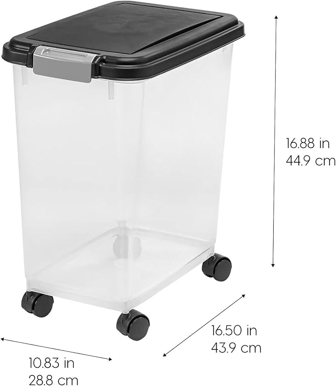 IRIS USA Dog Food Storage Container, 30 lb Capacity, Wheels | Airtight seal - Image 3
