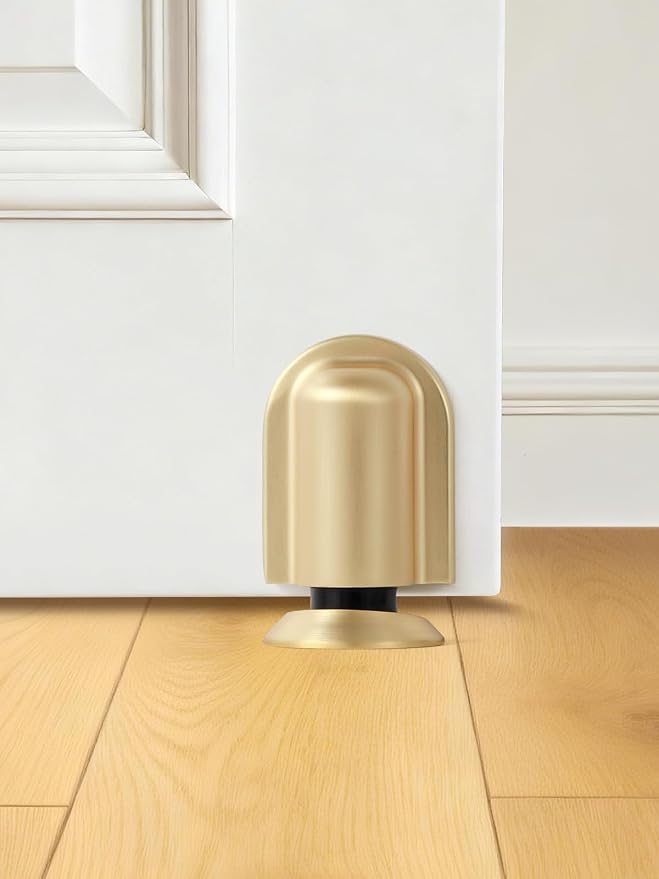 2 Pack Gold Door Stopper Magnetic Door Cathc Brushed Gold Floor Mounted Door - Image 2