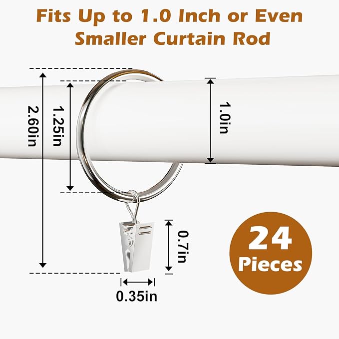 24 Pack Silver Metal Curtain Rings - Image 2