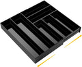 Briwooody Black Acrylic Drawer Organizer Expandable, 7 Compartments, Large | by Briwooody