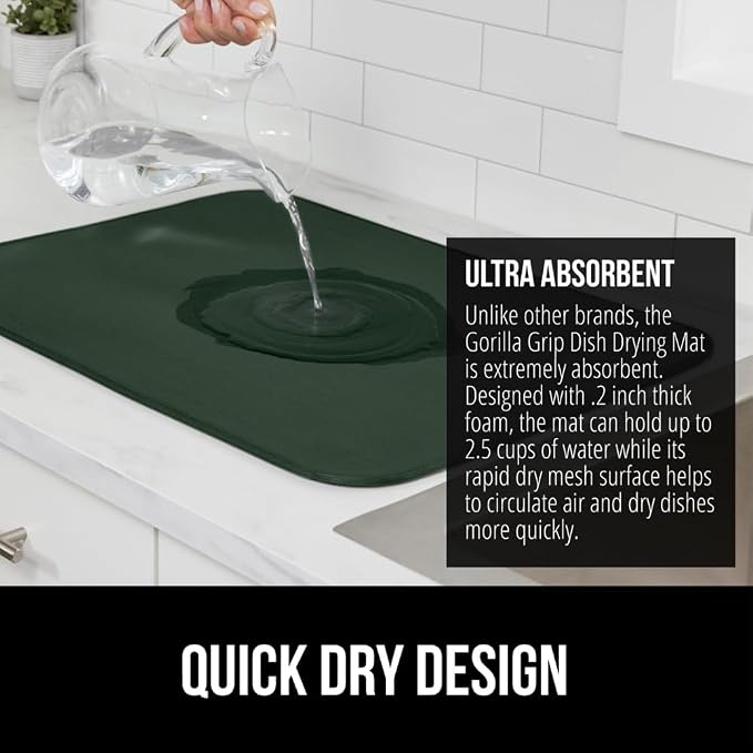 GORILLA GRIP Ultra Water Absorbent Microfiber Dish Drying Mat, Slip Resistant - Image 3
