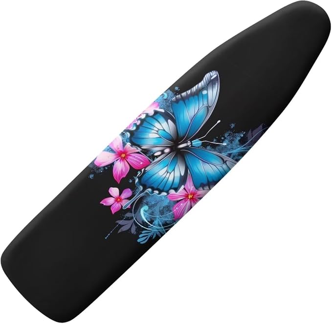 Blue Floral Butterfly Ironing Board Cover Scorch Resistant, Extra Thick Covers by Hinthetall