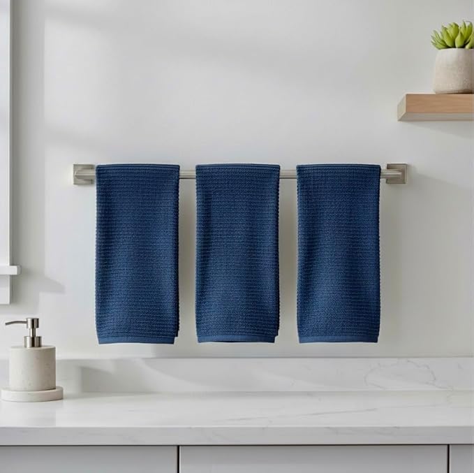 Royal Navy Blue Kitchen Hand Dish Towels, 100% Cotton - Image 8