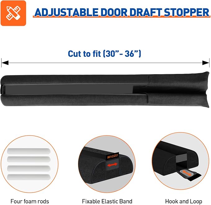 MAGZO Under Door Draft Stopper, 36 Inch Adjustable Door Gap Filler, Dust & - Image 3