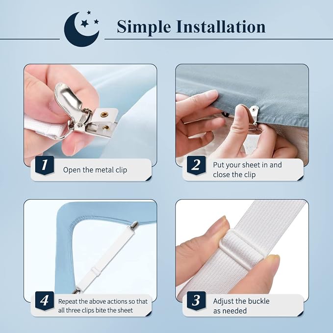 Sopito Sheet Straps, Adjustable Elastic Bed Sheet Holder, Non-Slip Strong - Image 6
