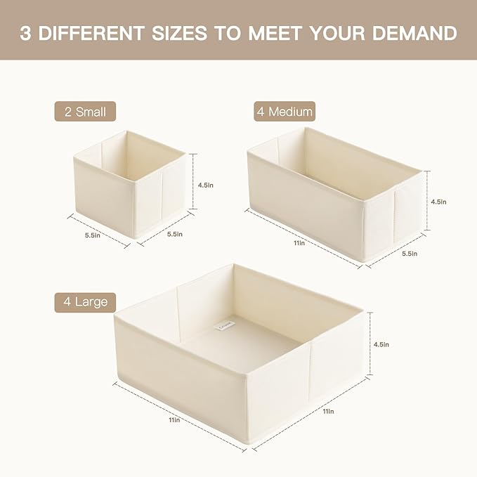 Drawer Organizer Clothes, 10 Pack Dresser Organizer - Image 2
