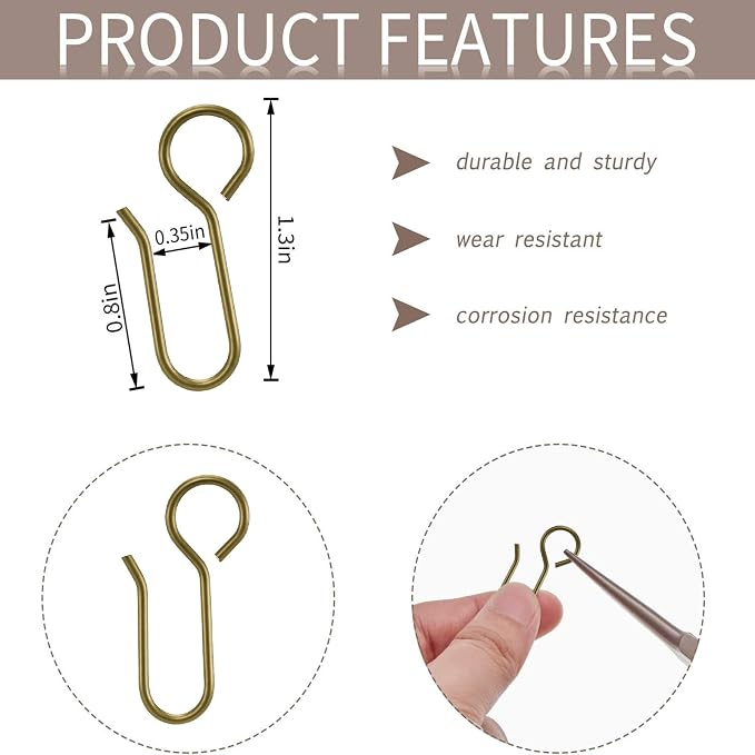 Jetec 60 Pcs Metal Curtain Track Hooks S Shaped - Image 2
