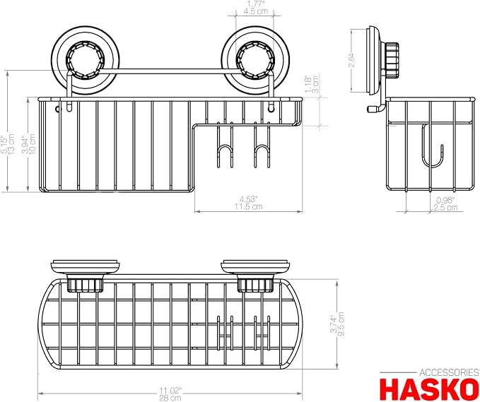 HASKO 2 Pack Shower Caddy Suction Cup - Image 6