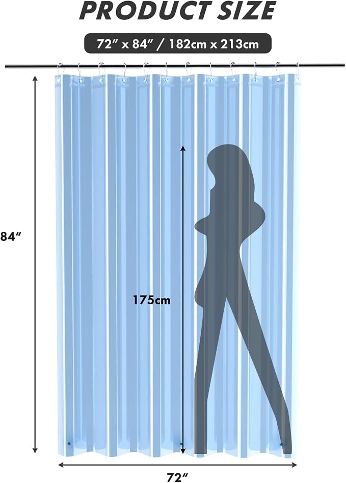 AmazerBath Extra Long Shower Curtain Liner, 72x84 Plastic Shower Curtain Liners - Image 7