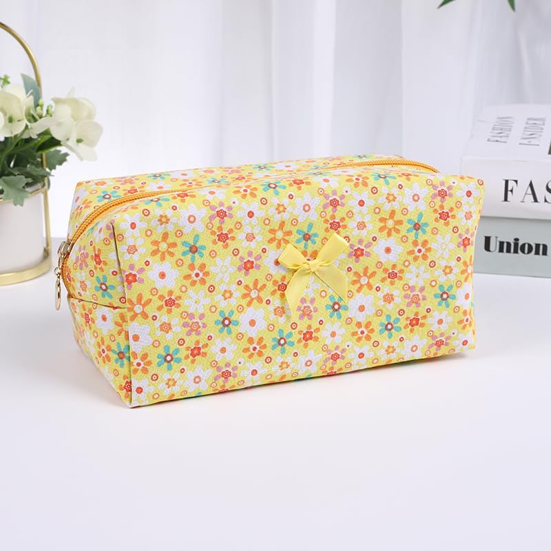 Large Pencil Case, Quilted Cotton Pencil Pouch, Cute Floral Pen Bag - Image 4