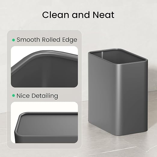 Cesun Small Bathroom Trash Can, 2.1 Gallons, Under Sink Wastebasket, Stainless - Image 5