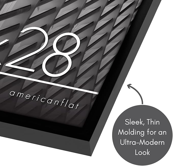 Americanflat 22x28 Poster Frame with Polished Plexiglass - Streamline Collection - Thin Border Picture Frame for Wall Display - Hanging Hardware Included - Black