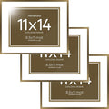 Homeforia 11x14 Diploma Frame Bronze, High End Metal 11 x 14 Certificate Frames with Mat 8.5 by 11, 11by14 Document Frame Matted to 8.5x11, Award Graduation Frames, Tempered Glass, Wall Kit, Set of 3